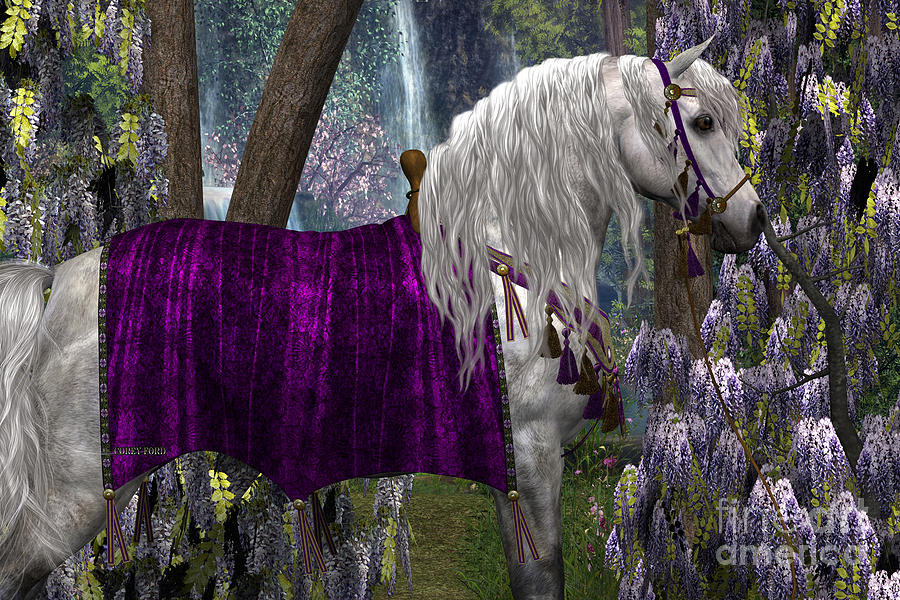 Arabian and Wisteria Painting by Corey Ford