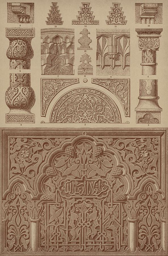 Pattern Drawing - Arabian Moresque Architectonic Ornaments by Arabian School