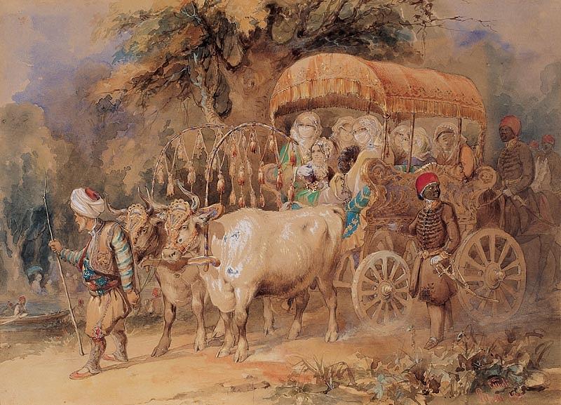 Arabian ox cart Painting by Amedeo Preziosi 