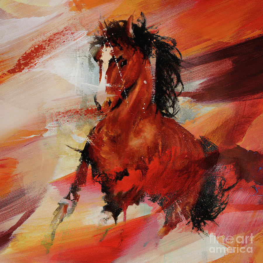 Arabian running horse Art 021 Painting by Gull G