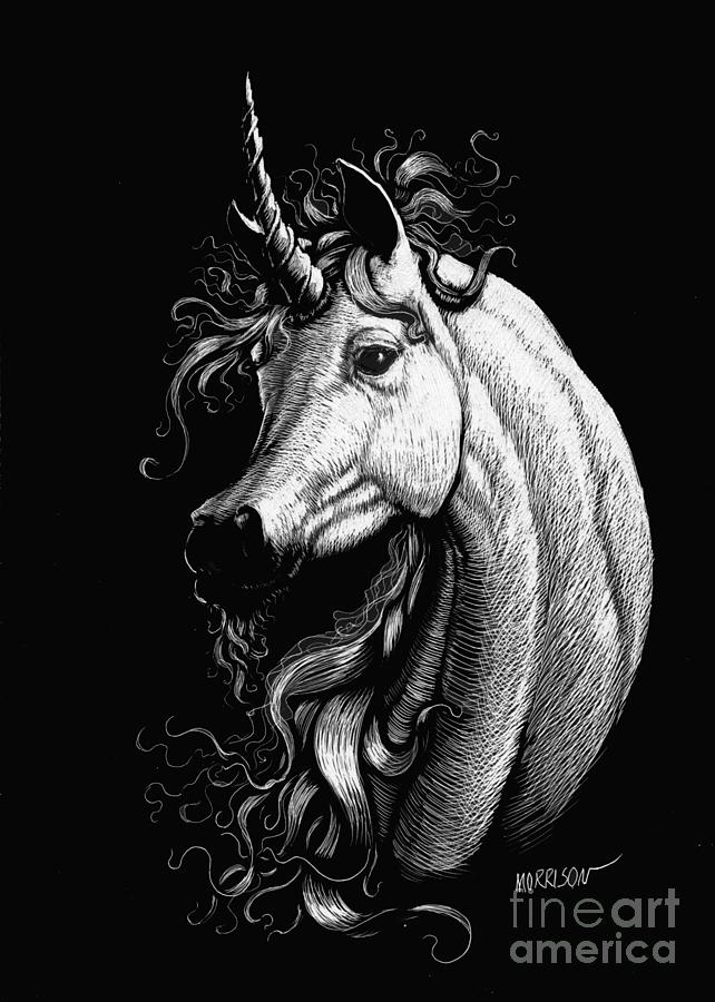 Fantasy Drawing - Arabian Unicorn by Stanley Morrison