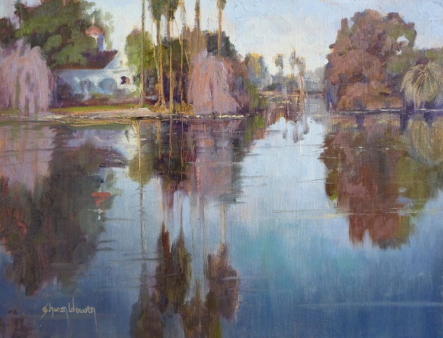 Arboretum Reflection Painting by Sharon Weaver