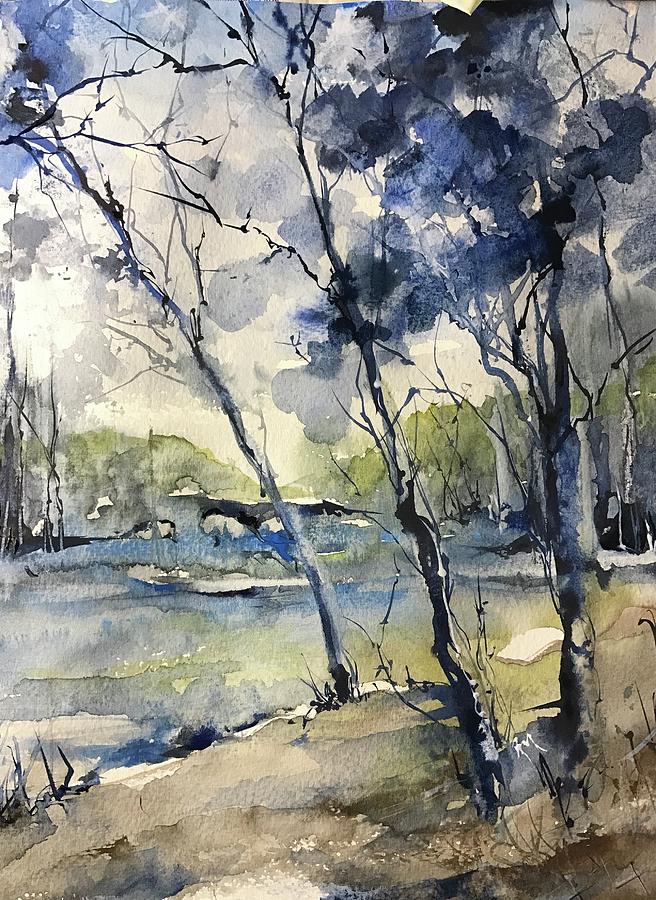 Arbres Bleus Painting by Robin Miller-Bookhout