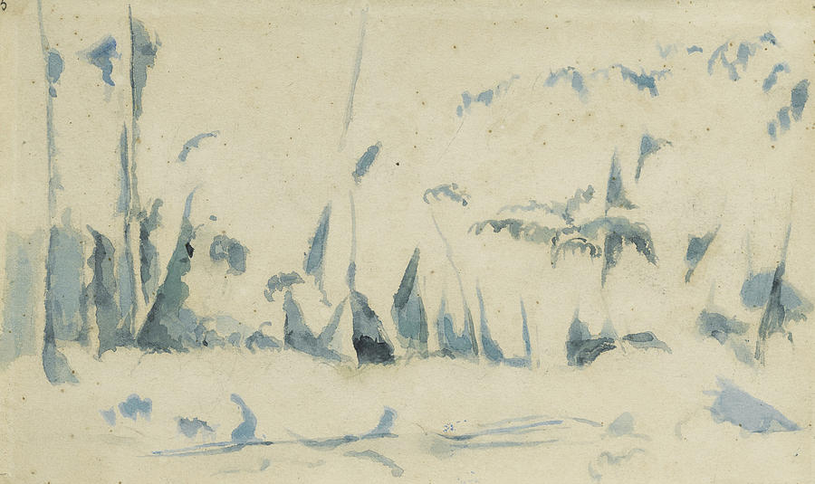 Arbres Drawing by Paul Cezanne