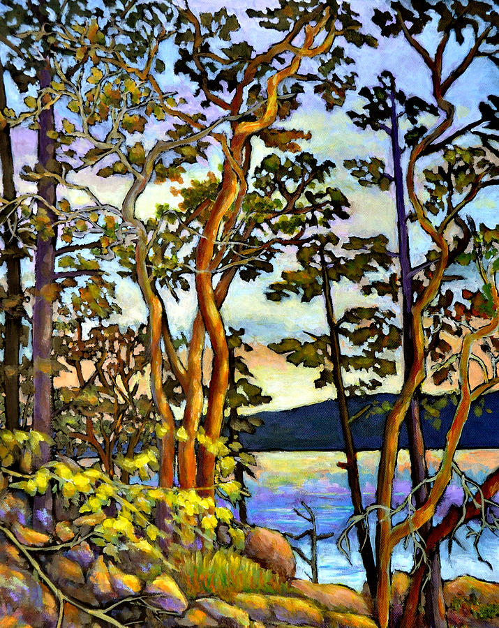 Arbutus Trees by the Shore Painting by Eileen  Fong