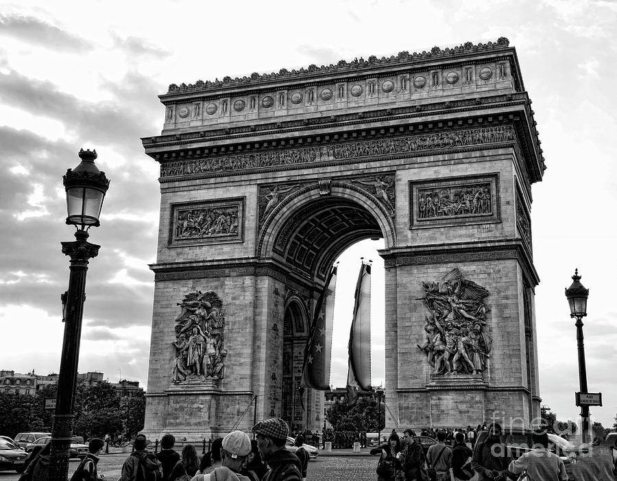 Arc de Triomphe Black White II Photograph by Chuck Kuhn