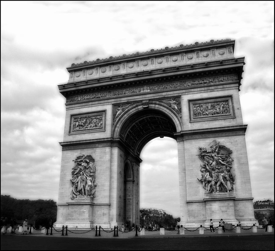 Paris France Arc De Triomphe Photograph - Arc de Triomphe in Black and White by Ginger Wakem