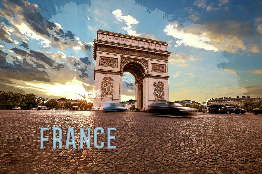 Arc de Triomphe Paris France TEXT FRANCE Painting by Elaine Plesser
