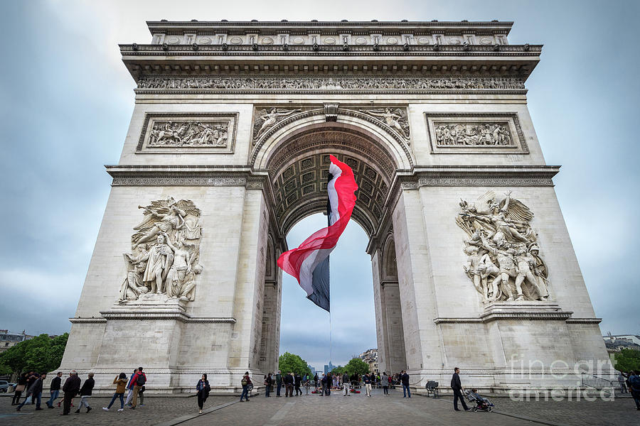 Arc De Triomphe With French Flag, Paris Photograph by Liesl Walsh