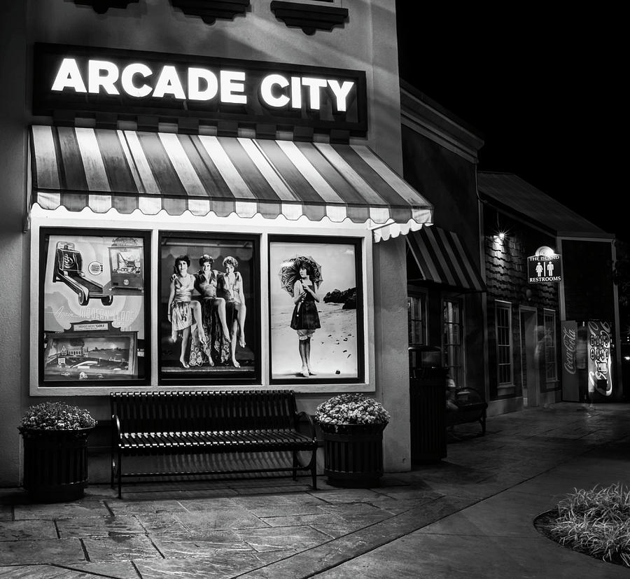 Arcade City In Black And White Photograph by Greg and Chrystal Mimbs
