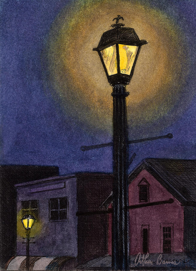 Nocturne Painting - Arcade Street lights by Arthur Barnes