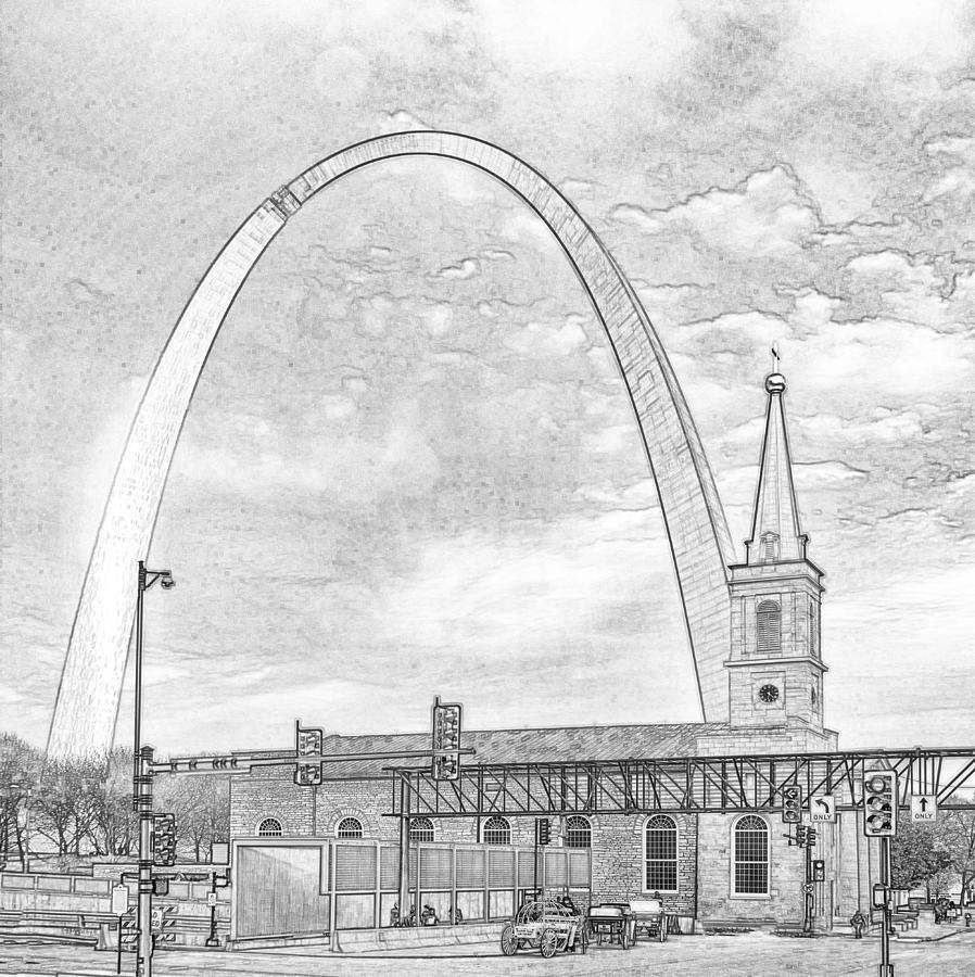 Saint Louis Skyline Sketchvektorgrafik och fler bilder på Saint Louis  Saint  Louis Gateway Arch Skyline  iStock