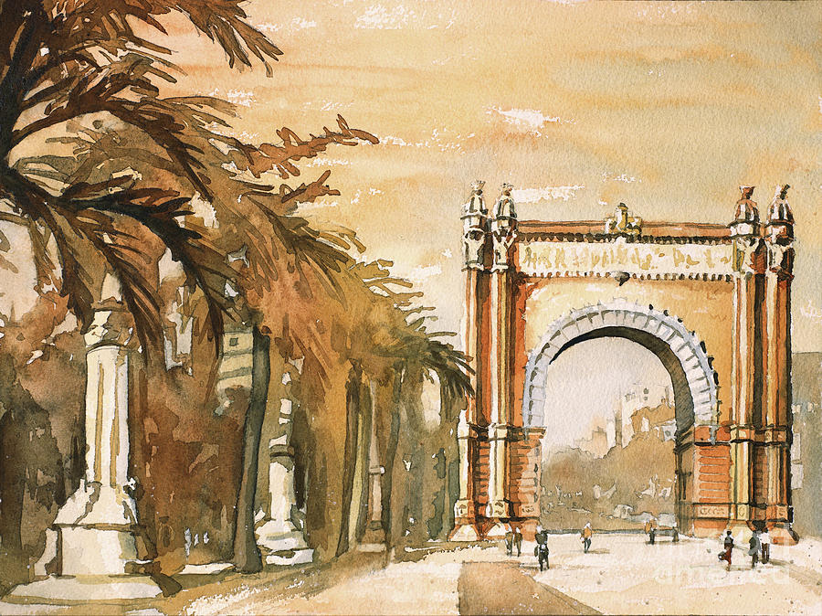 Arch- Barcelona, Spain Painting by Ryan Fox