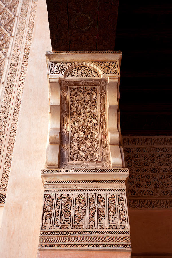 Arch Decorations in Ben Youssef Madrasa Photograph by Aivar Mikko