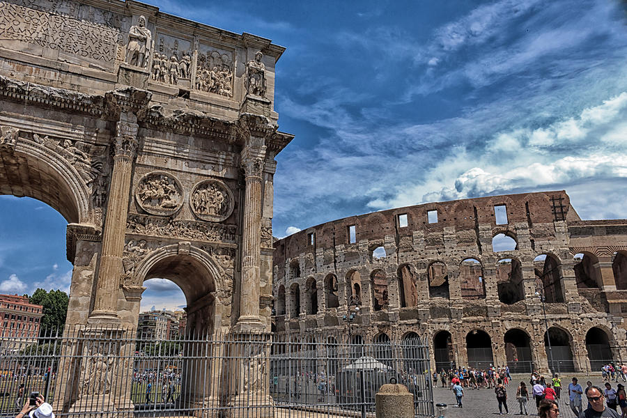 Arch of Constantine and Roman Colosseum Photograph by Travis Rogers
