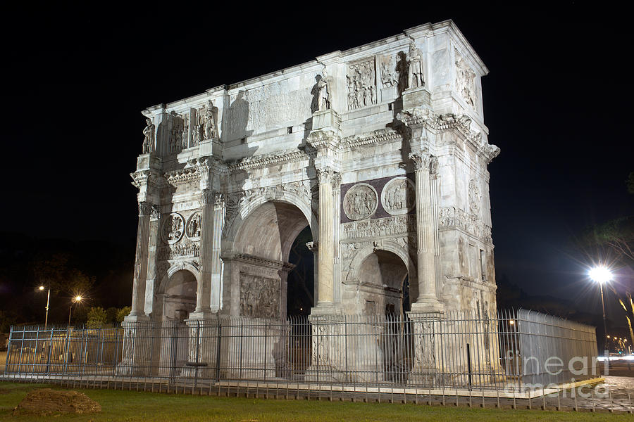 Arch of Constantine by night Photograph by Fabrizio Ruggeri