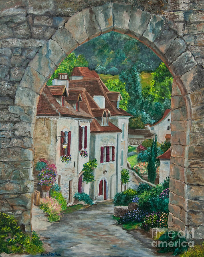 Arch Of Saint-Cirq-Lapopie Painting by Charlotte Blanchard
