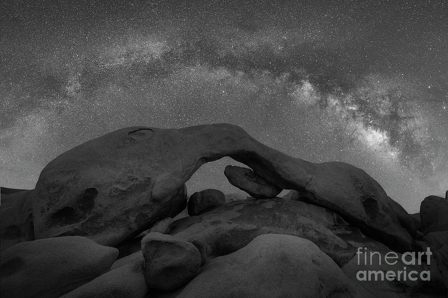 Arch Rock Milky Way BW Photograph by Michael Ver Sprill
