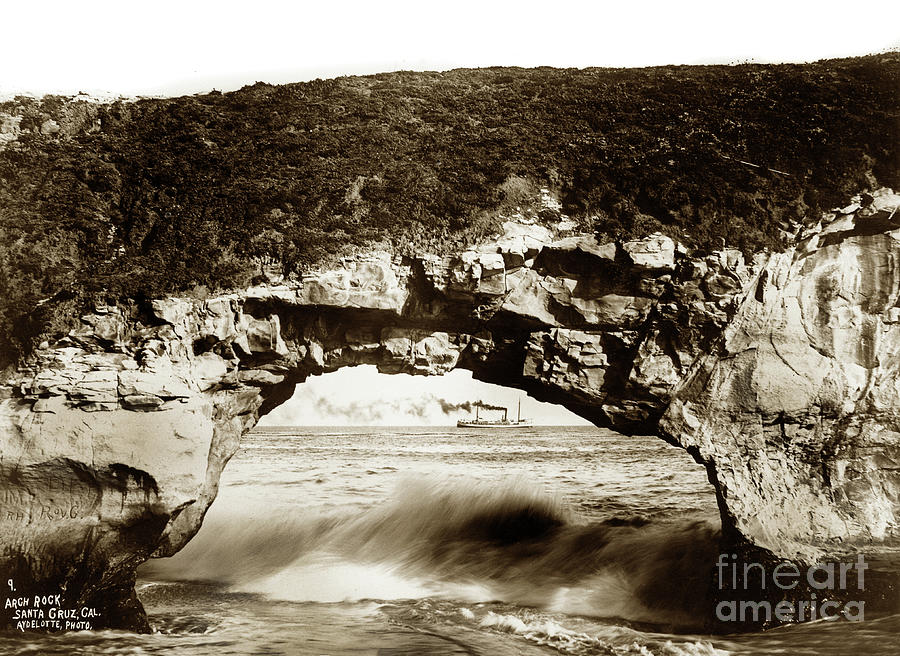 Arch Rock Photograph - Arch Rock, Santa Cruz, California circa 1900 by Monterey County Historical Society