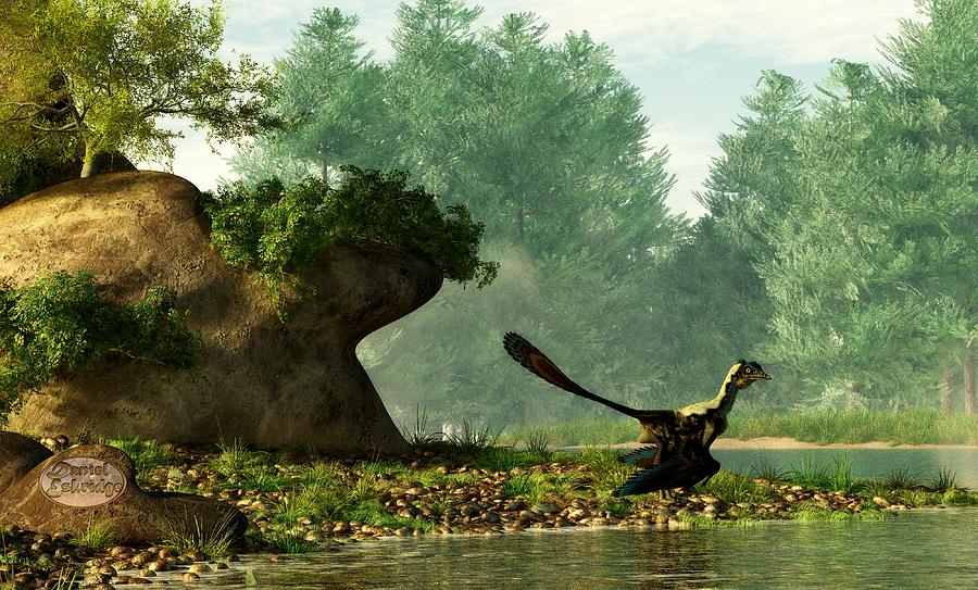 Archaeopteryx On Fishing Trip Digital Art by Daniel Eskridge