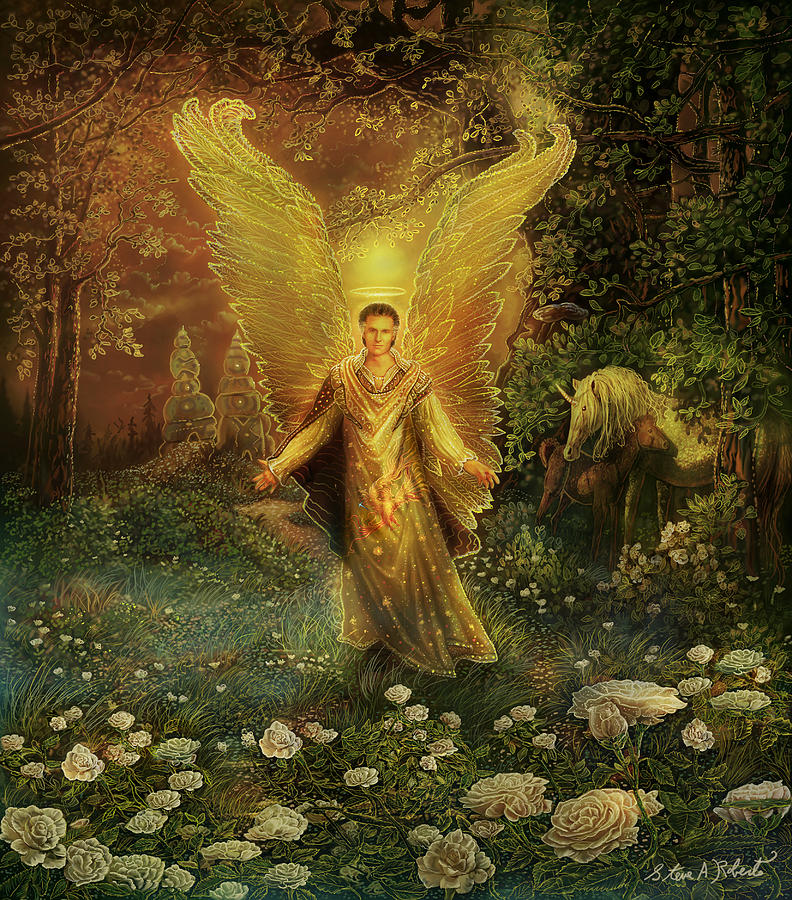 Fantasy Painting - Archangel Azrael by Steve Roberts