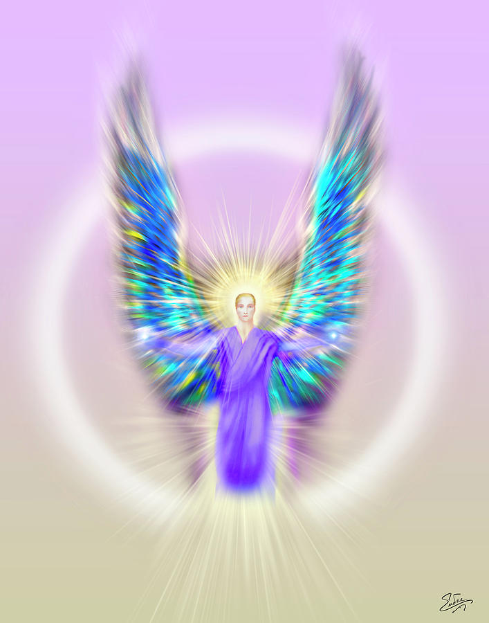 Archangel Michael - Pastel Digital Art by Endre Balogh