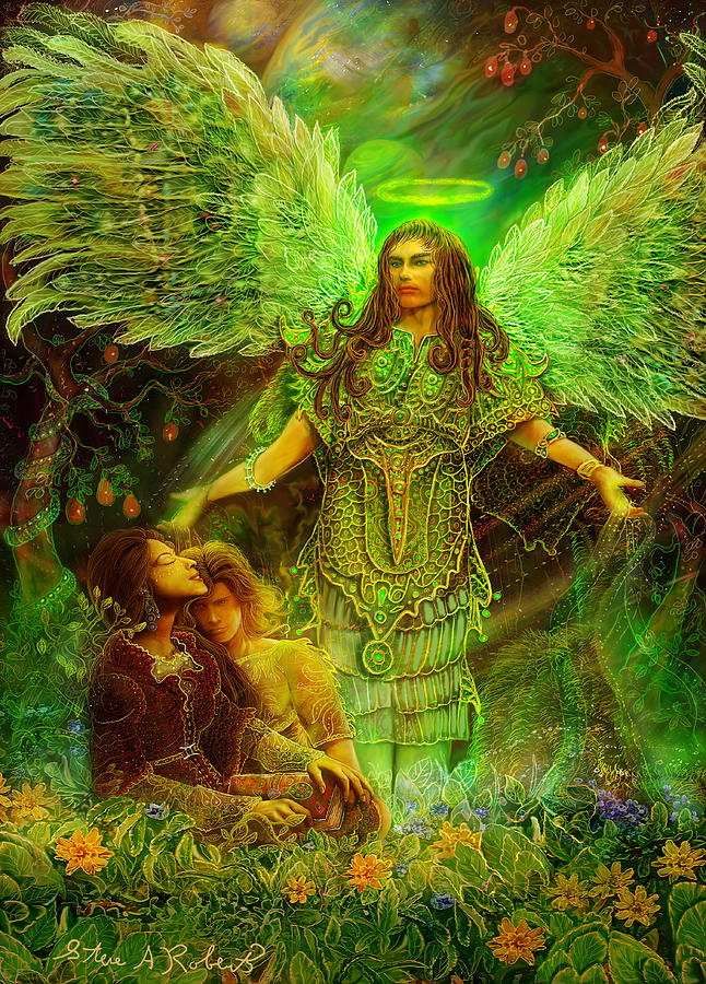 Fantasy Painting - Archangel Raphael by Steve Roberts