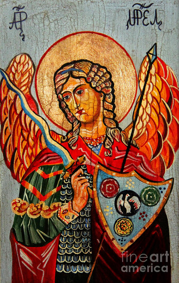 Archangel Uriel Painting by Ryszard Sleczka