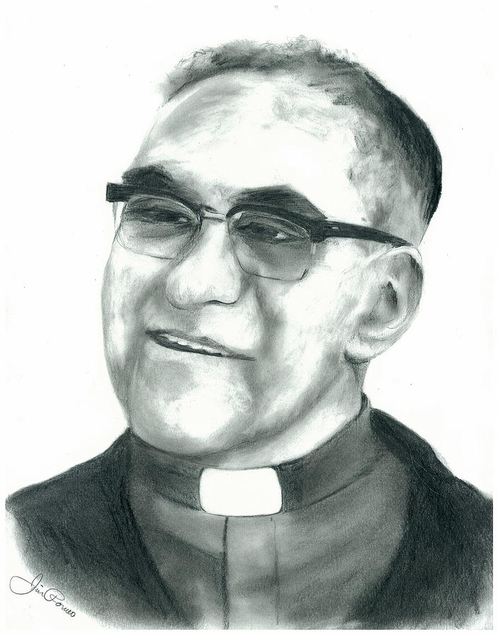 Archbiship Oscar Romero Drawing by Jim Romeo