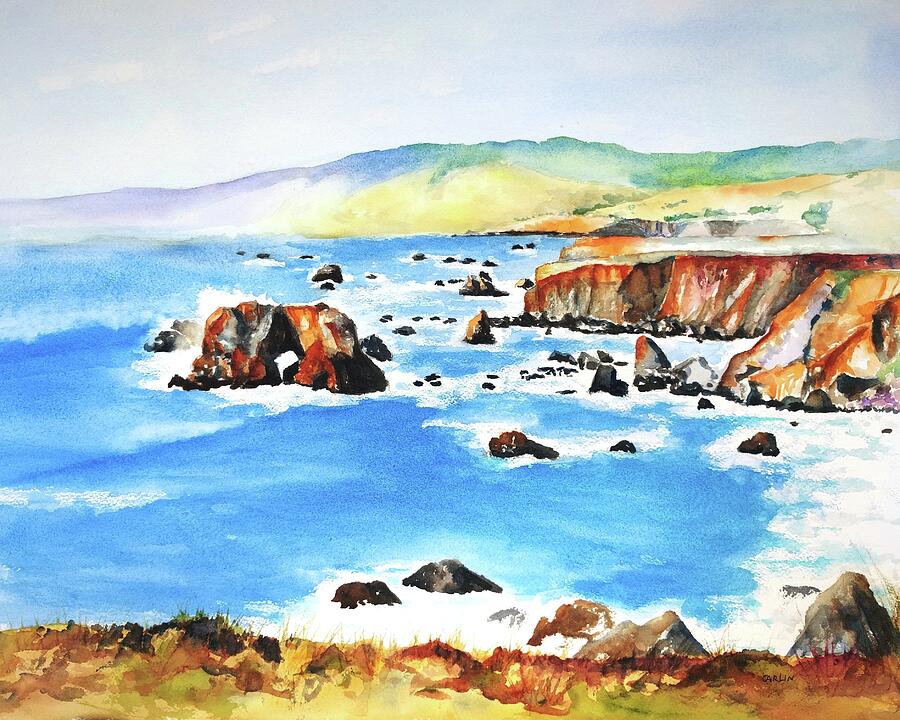 Impressionism Painting - Arched Rock Sonoma Coast California by Carlin Blahnik CarlinArtWatercolor