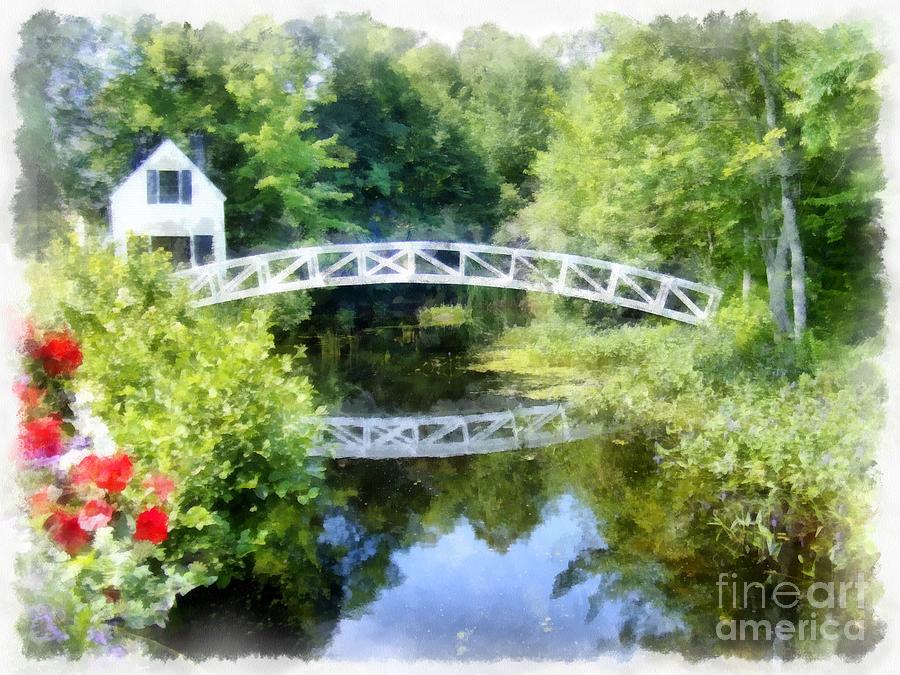 Arched wooden foot bridge Mount Desert Island Acadia Maine Photograph by Edward Fielding