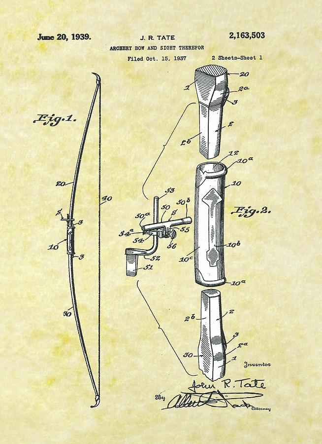 Archery Bow Sight Patent Drawing by Movie Poster Prints