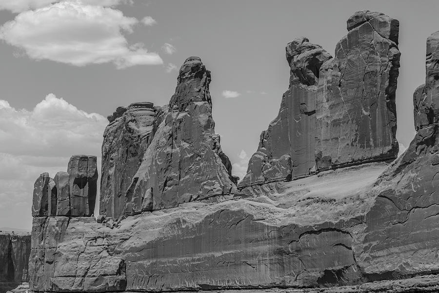 Arches National Park Park Avenue Black and White Photograph by John McGraw
