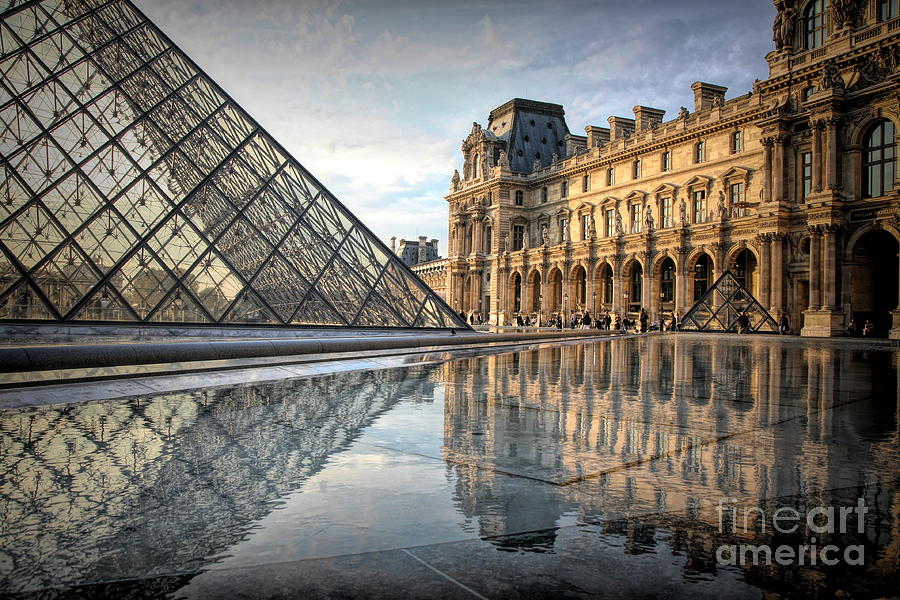 Architect I.M Peis The Louvre Paris Glass Pyramid  Photograph by Chuck Kuhn