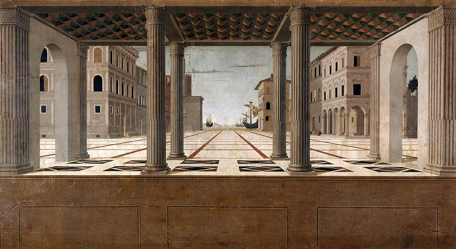 Architectural Veduta Painting by Attributed to Francesco di Giorgio Martini