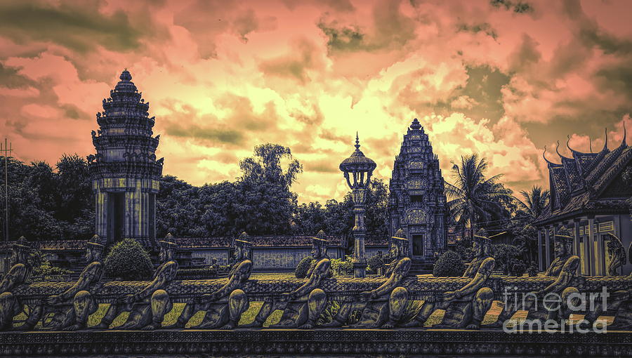 Architecture Angkor Wat Flames  Photograph by Chuck Kuhn