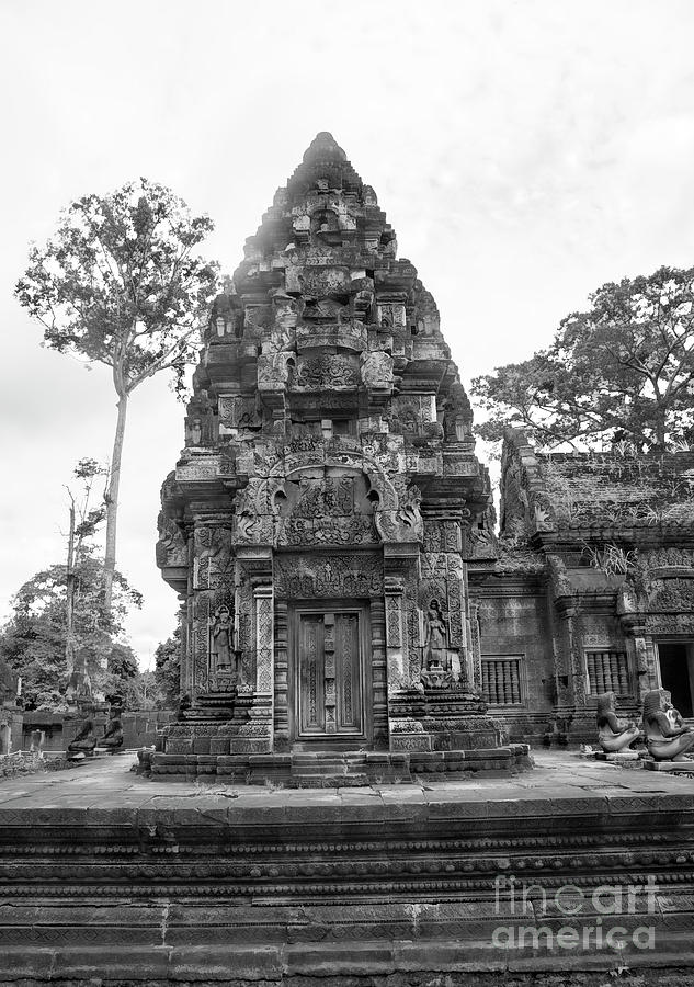 Architecture Black White Cambodian Temple  Photograph by Chuck Kuhn
