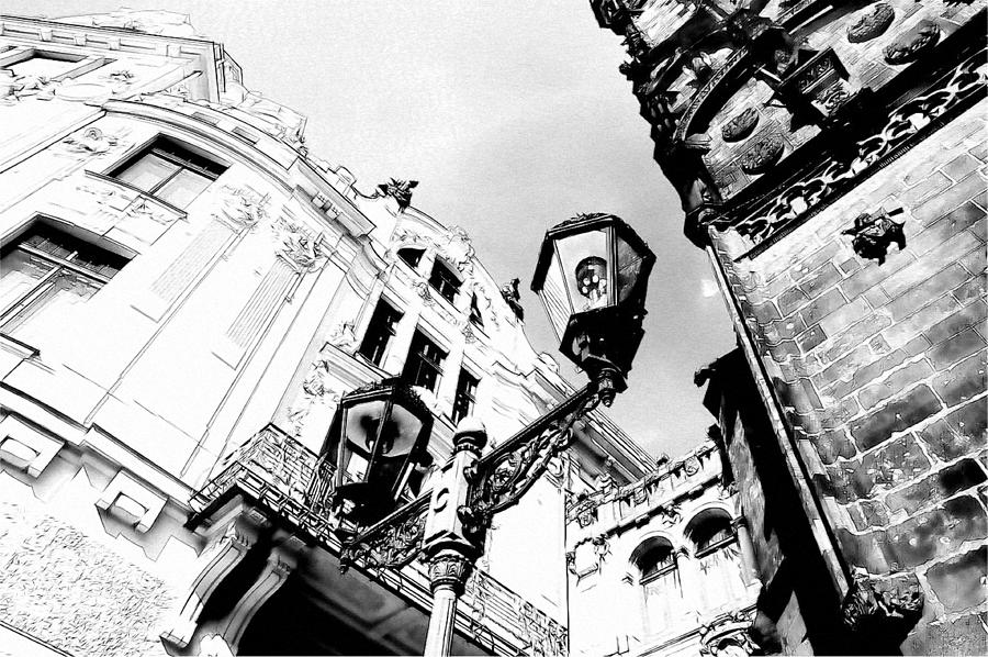Black And White Photograph - Architecture Details. Old Prague by Jenny Rainbow