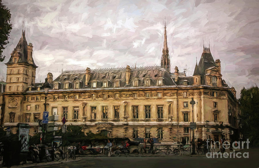 Architecture Correctinanel Building  Digital Paint Paris France  Painting by Chuck Kuhn