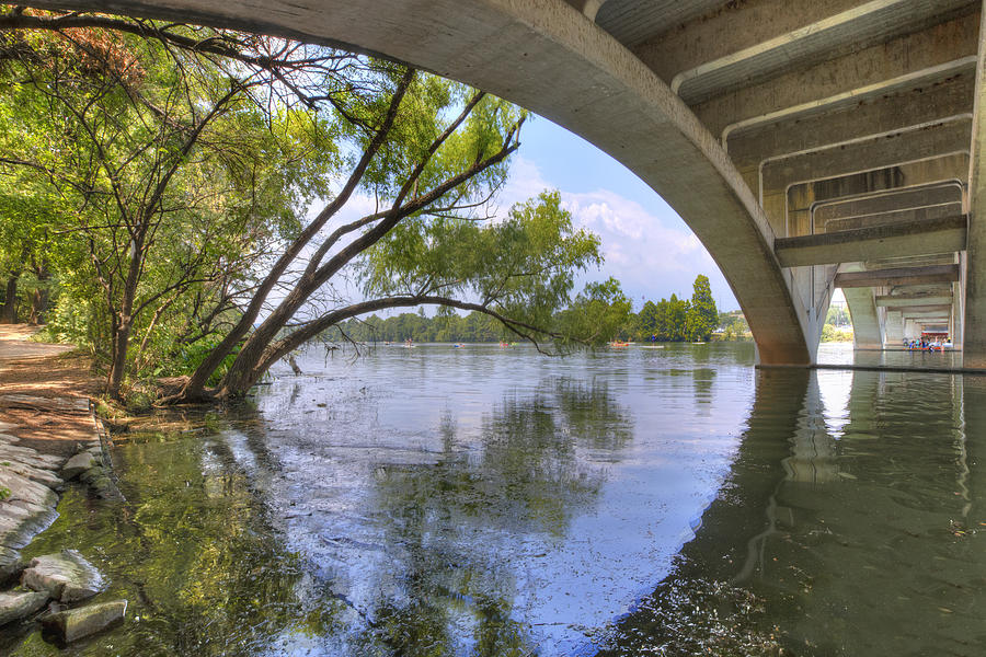 Lady Bird Lake Photograph - Architecture of Lamar Bridge Austin Texas 2 by Rob Greebon