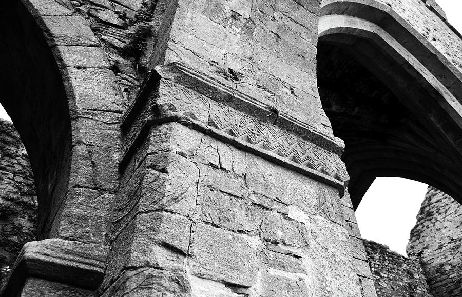 Architecural Detail at Irish Jerpoint Abbey County Kilkenny Ireland Black and White Photograph by Shawn OBrien