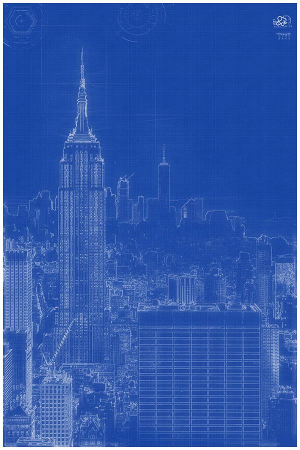 Archtectural Blueprint Drawing  Manhattan New York Usa Painting
