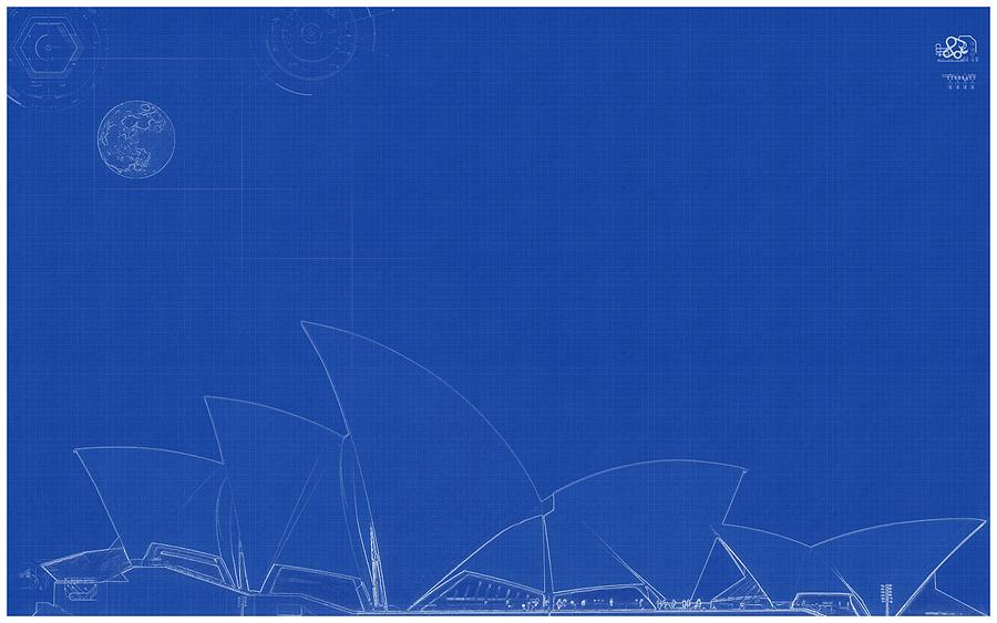 Archtectural Blueprint Drawing - Opera Building in Sydney 2 Painting by Celestial Images