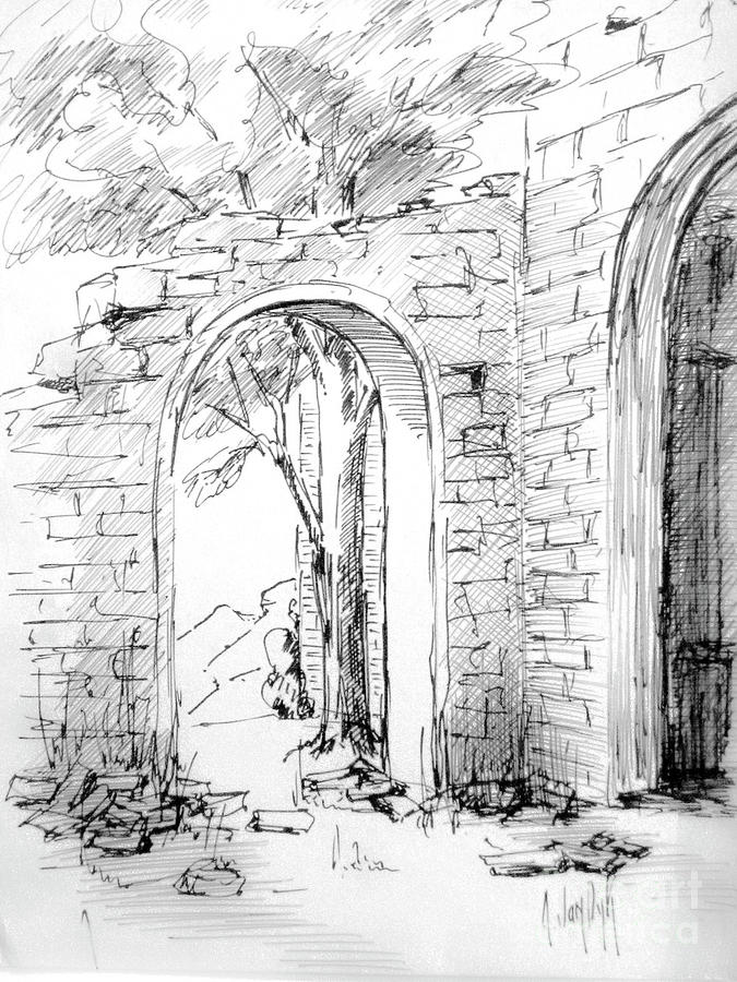 Archway in Spain Drawing by Anthony Vandyk - Fine Art America