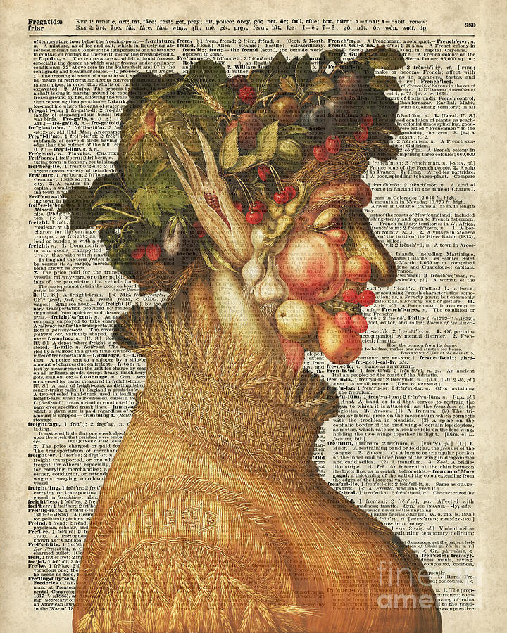 Summer Painting - Arcimboldo Summer on Dictionary page by Anna W