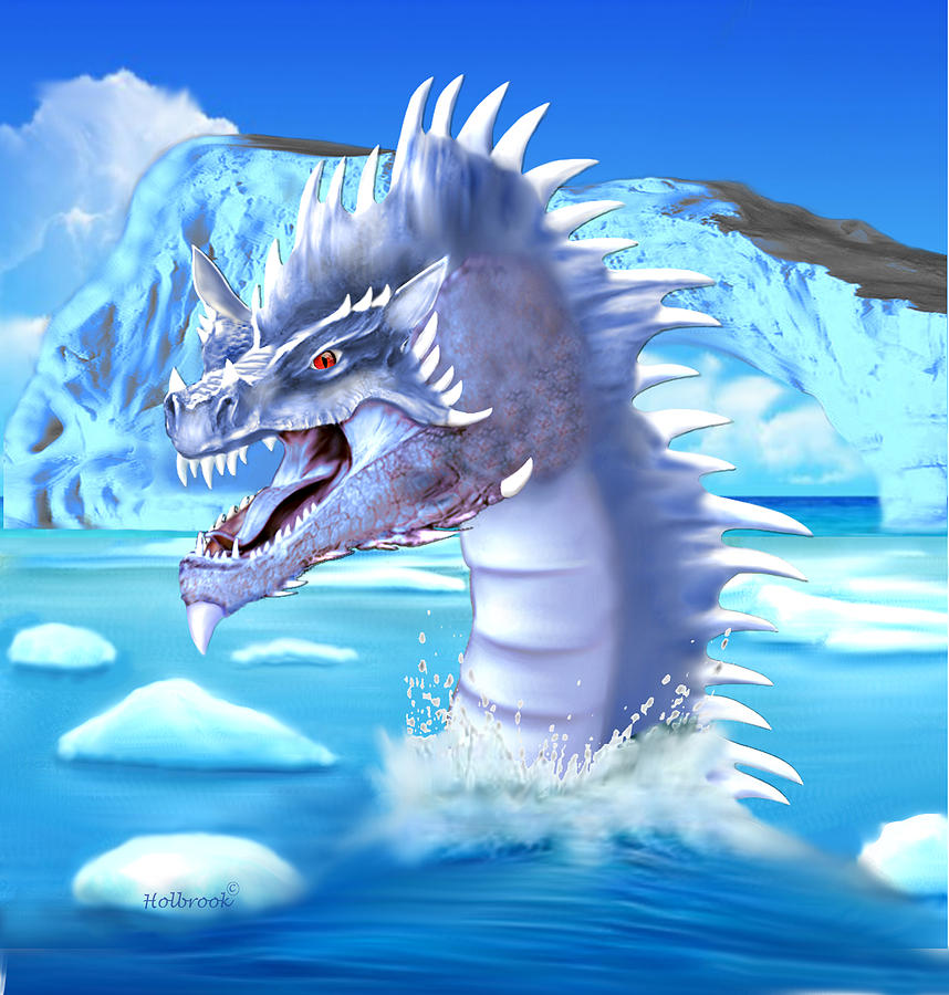 Dragon Digital Art - Arctic Ice Dragon by Glenn Holbrook