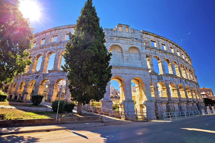 Arena Pula Roman amphiteater at sunset view Photograph by Brch Photography