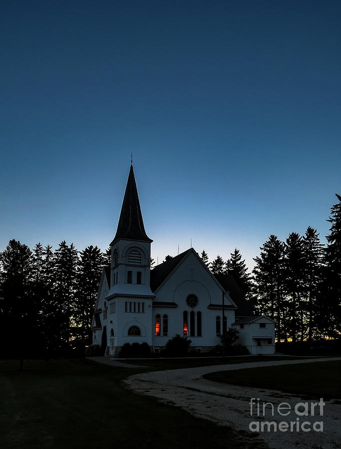 Arendahl Lutheran Church At Sunset Photograph
