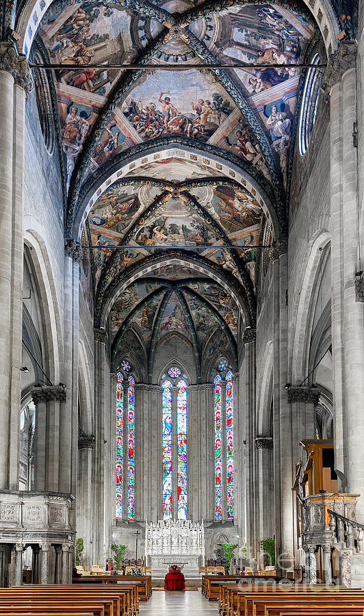 Architecture Photograph - Arezzo Cathedral Central Nave by Corina Daniela Obertas