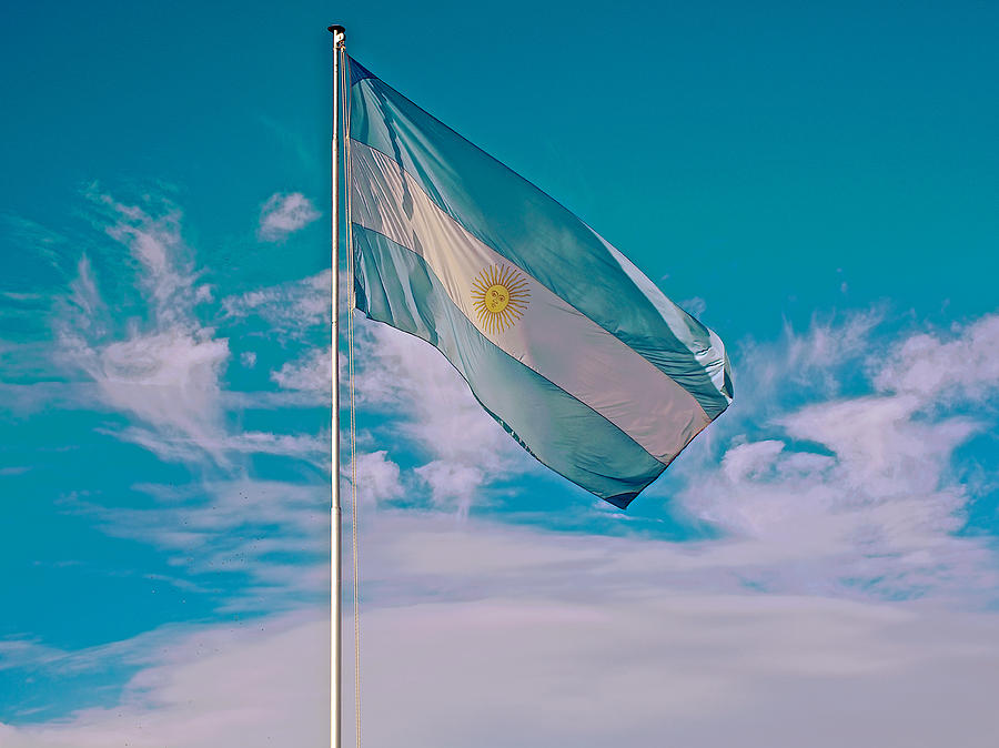 Central Park Photograph - Argentinian Flag in Central Park in Bariloche-Argentina  by Ruth Hager